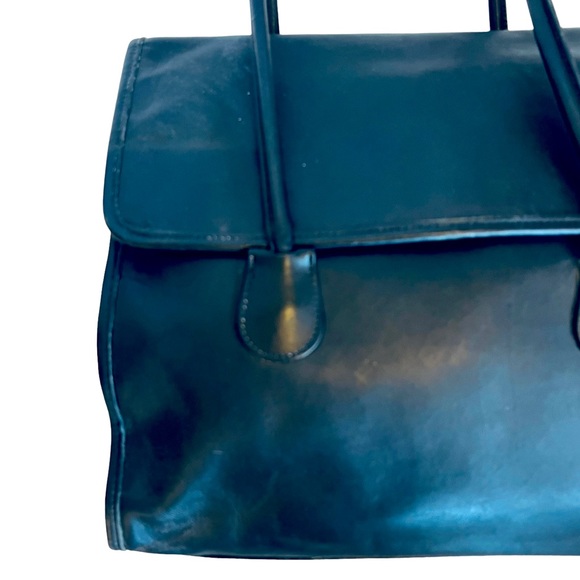 SOLD ❌ Coach Vintage 4170 Black 100% Leather 1995 Shopper Flap Tote Shoulder Bag - Picture 4 of 12